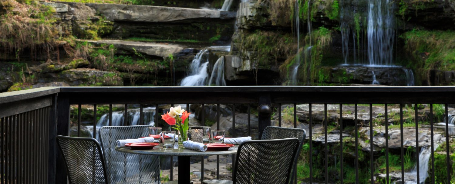 table by the falls