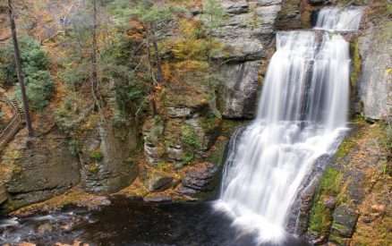 a beautiful waterfall at bushkill falls