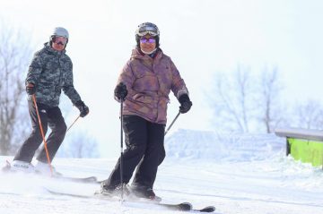 a couple ski